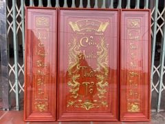 Bộ Cửu Huyền Thất Tổ Ngang 127cm, Cao 115cm - Gỗ Hương Đỏ, Có Kính
