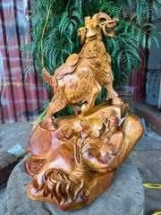 Tượng Linh Vật - Nhất Dê Gỗ Hương Ta Kích Thước N42S30C48