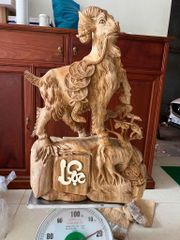 Tượng Linh Vật - Nhất Dê Gỗ Ngọc Am Đỏ Kích Thước C64N46S19