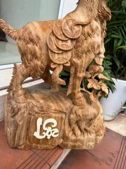 Tượng Linh Vật - Nhất Dê Gỗ Ngọc Am Đỏ Kích Thước C64N46S19
