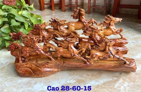 Tượng Linh Vật - Cầu Bát Mã Gỗ Cẩm Kích Thước N60C28S15