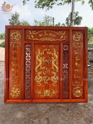 Cửu Huyền Thất Tổ Kích Thước Ngang 127cm, Cao 115cm- Gỗ Hương Đỏ