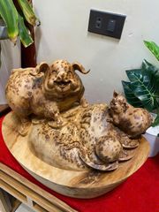 Tượng Linh Vật - Heo Xinh Gỗ Ngọc Am Thơm Nức Tượng Ngang 48cm, Cao 33cm, Sâu 27cm