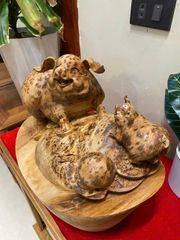 Tượng Linh Vật - Heo Xinh Gỗ Ngọc Am Thơm Nức Tượng Ngang 48cm, Cao 33cm, Sâu 27cm
