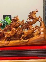 Tượng Linh Vật - Bát Mã Phi Thiên Gỗ Cẩm Việt Ngang 83cm, Cao 31cm