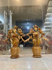 Bình Hoa Sen Gỗ Ngọc Am 21 Bông Kích Thước Cao 90cm, Ngang 62cm (ĐVT: Bình)