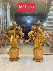 Bình Hoa Sen Gỗ Ngọc Am 21 Bông Kích Thước Cao 90cm, Ngang 62cm (ĐVT: Bình)