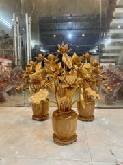 Bình Hoa Sen Gỗ Ngọc Am 21 Bông Kích Thước Cao 90cm, Ngang 62cm (ĐVT: Bình)