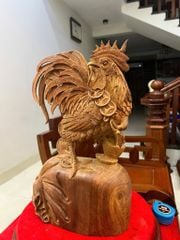 Tượng Linh Vật - Nhất Kê Gỗ Hương Ta Kích Thước Cao 48cm, Ngang 27cm, Sâu 12cm