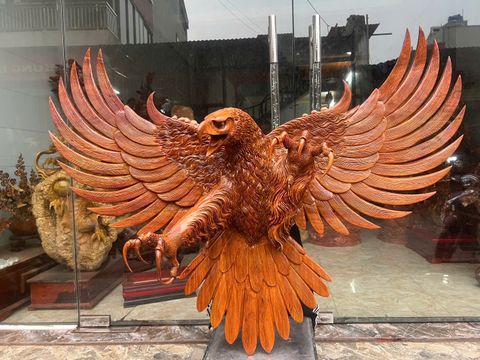 Tượng Linh Vật -  Đại Bàng Treo Tường Gỗ Hương Kích Thước Cao 90cm, Ngang 120cm, Sâu 30cm