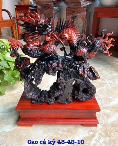 Tượng Linh Vật - Nhất Long Gỗ Trắc Đẹp Kích Thước Ngang 48cm, Cao 43cm, Sâu 10