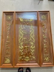 Cửu Huyền Thất Tổ Gỗ Gõ Đỏ - Kích Thước 115 x 127 Cm, Có Kính