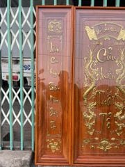 Cửu Huyền Thất Tổ Gỗ Gõ Đỏ - Kích Thước 115 x 127 Cm, Có Kính