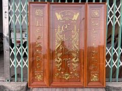 Cửu Huyền Thất Tổ Gỗ Gõ Đỏ - Kích Thước 115 x 127 Cm, Có Kính