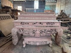 Bàn Thờ Đứng Gỗ Hương Đá Ngang 217cm, Sâu 127cm, Cao 157cm - Đục Mai Đào