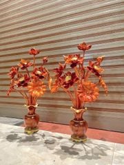 Bình Hoa Sen Gỗ Hương Đỏ 15 Cành, Cao 95cm, Ngang 50Cm, Sâu 40cm ( Bình )