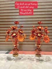 Bình Hoa Sen Gỗ Hương Đỏ 15 Cành, Cao 95cm, Ngang 50Cm, Sâu 40cm ( Bình )