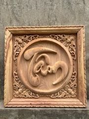 Tranh Chữ Gỗ Hương Đá- Kích Thước 61 x61 Dày 5cm
