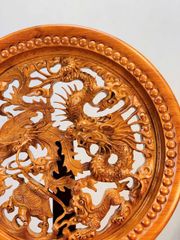 Đĩa Gỗ- Tứ Linh Gỗ Hương Đá Đường Kính 40cm