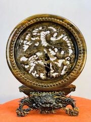 Đĩa Gỗ- Tứ Linh Gỗ Hương Đá Đường Kính 40cm