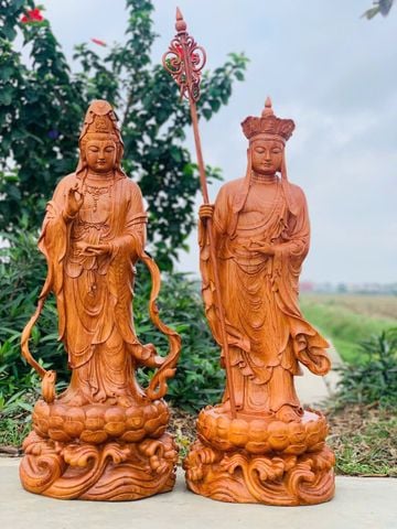 Tượng Phật - Quan Âm Đứng Cao 120cm - Gỗ Hương Đá