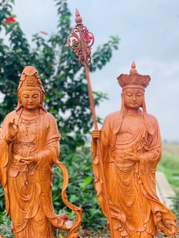 Tượng Phật - Địa Tạng  Đứng Cao 120cm - Gỗ Hương Đá