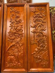Tranh Tứ Quý Gỗ Tùng Cúc Trúc Mai Kích Thước 117*40*4 Cm Gỗ Hương Đỏ