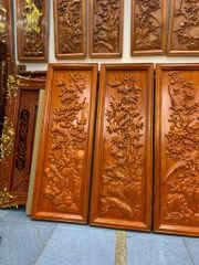 Tranh Tứ Quý Gỗ Tùng Cúc Trúc Mai Kích Thước 117*40*4 Cm Gỗ Hương Đỏ