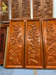 Tranh Tứ Quý Gỗ Tùng Cúc Trúc Mai Kích Thước 117*40*4 Cm Gỗ Hương Đỏ