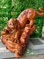 Tượng Linh Vật -  Tượng Hổ Dài 68cm - Gỗ Hương Ta