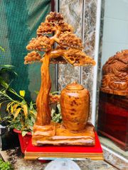 Tượng Phong Thuỷ - Bình Tùng Gỗ Ngọc Am Cao 95cm