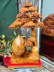 Tượng Phong Thuỷ - Bình Tùng Gỗ Ngọc Am Cao 88cm