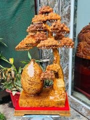 Tượng Phong Thuỷ - Bình Tùng Gỗ Ngọc Am Cao 88cm