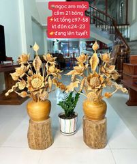 Bình Hoa Sen Gỗ Ngọc Am 21 Bông