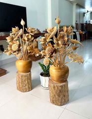 Bình Hoa Sen Gỗ Ngọc Am 21 Bông