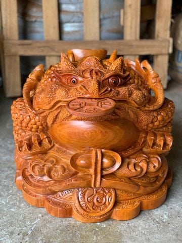 Tượng Cóc Thiềm Thừ Gỗ Hương Đỏ Cao 41cm