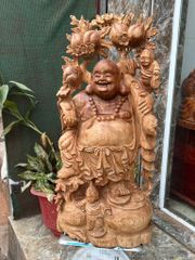 Tượng Phật - Di Lặc Liền Khối Cao 86cm, Gỗ Ngọc Am