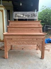 Bàn Thờ - Án Gian Đứng Tam Cấp Gỗ Hương Đá Kích Thước N176*S108*C107