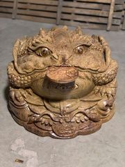 Tượng Cóc Thiềm Thừ Gỗ Ngọc Am Cao 40cm, Đường Kính 50cm