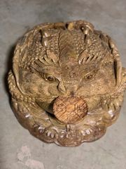 Tượng Cóc Thiềm Thừ Gỗ Ngọc Am Cao 40cm, Đường Kính 50cm