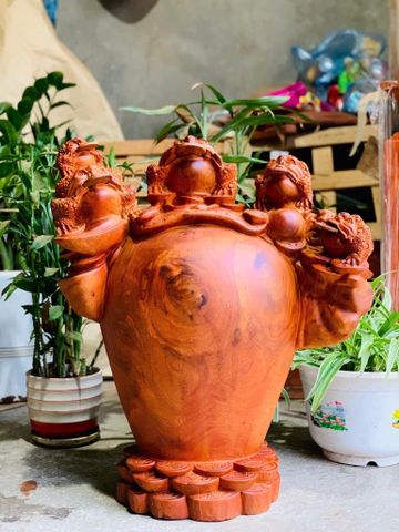 Tượng Cóc Thiềm Thừ Gỗ Hương Ta  Cao 65cm, Ngang 52cm, Sâu 30cm