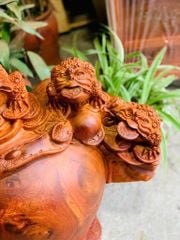 Tượng Cóc Thiềm Thừ Gỗ Hương Ta  Cao 65cm, Ngang 52cm, Sâu 30cm