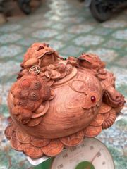 Tượng Cóc Thiềm Thừ Gỗ Hương Ta- Chum Tam Cóc Trấn Bình Ngang 50cm