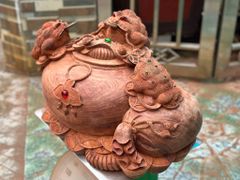 Tượng Cóc Thiềm Thừ Gỗ Hương Ta- Chum Tam Cóc Trấn Bình Ngang 50cm