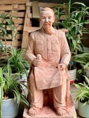 Tượng Danh Nhân - Tượng Gỗ Bác Hồ Ngồi Đọc Báo Cao 65cm