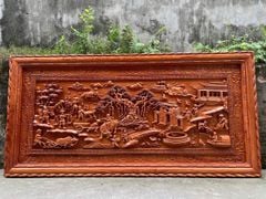 Tranh Gỗ Đồng Quê Kích Thước 217 x 107 x6 Cm Gỗ Hương Đá- Khung Trơn