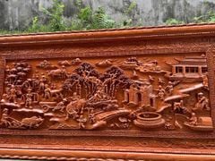 Tranh Gỗ Đồng Quê Kích Thước 217 x 107 x6 Cm Gỗ Hương Đá- Khung Trơn