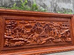 Tranh Gỗ Đồng Quê Kích Thước 217 x 107 x6 Cm Gỗ Hương Đá- Khung Trơn