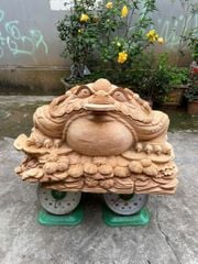 Tượng Cóc Thiềm Thừ Gỗ Ngọc Am- Kích Thước Ngang 96cm