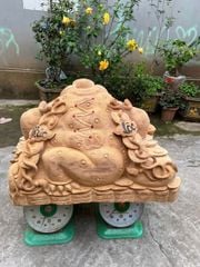 Tượng Cóc Thiềm Thừ Gỗ Ngọc Am- Kích Thước Ngang 96cm